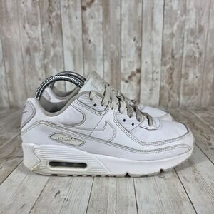 Nike Air Max 90 Sneakers White Leather Athletic Shoes HF6358-102 Youth Size 5.5Y